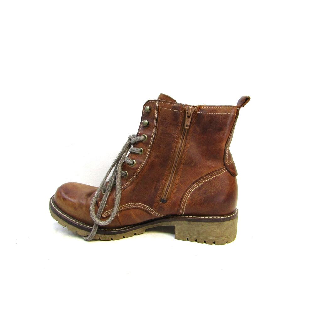 Ecco Womens Size 39 EUR Brown Leather Zip Lace Up Fashion Ankle Boots Booties - Picture 2 of 12